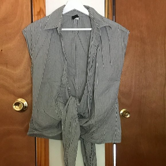 Zero + Maria Cornejo cotton striped summer wrap top - Picture 1 of 6